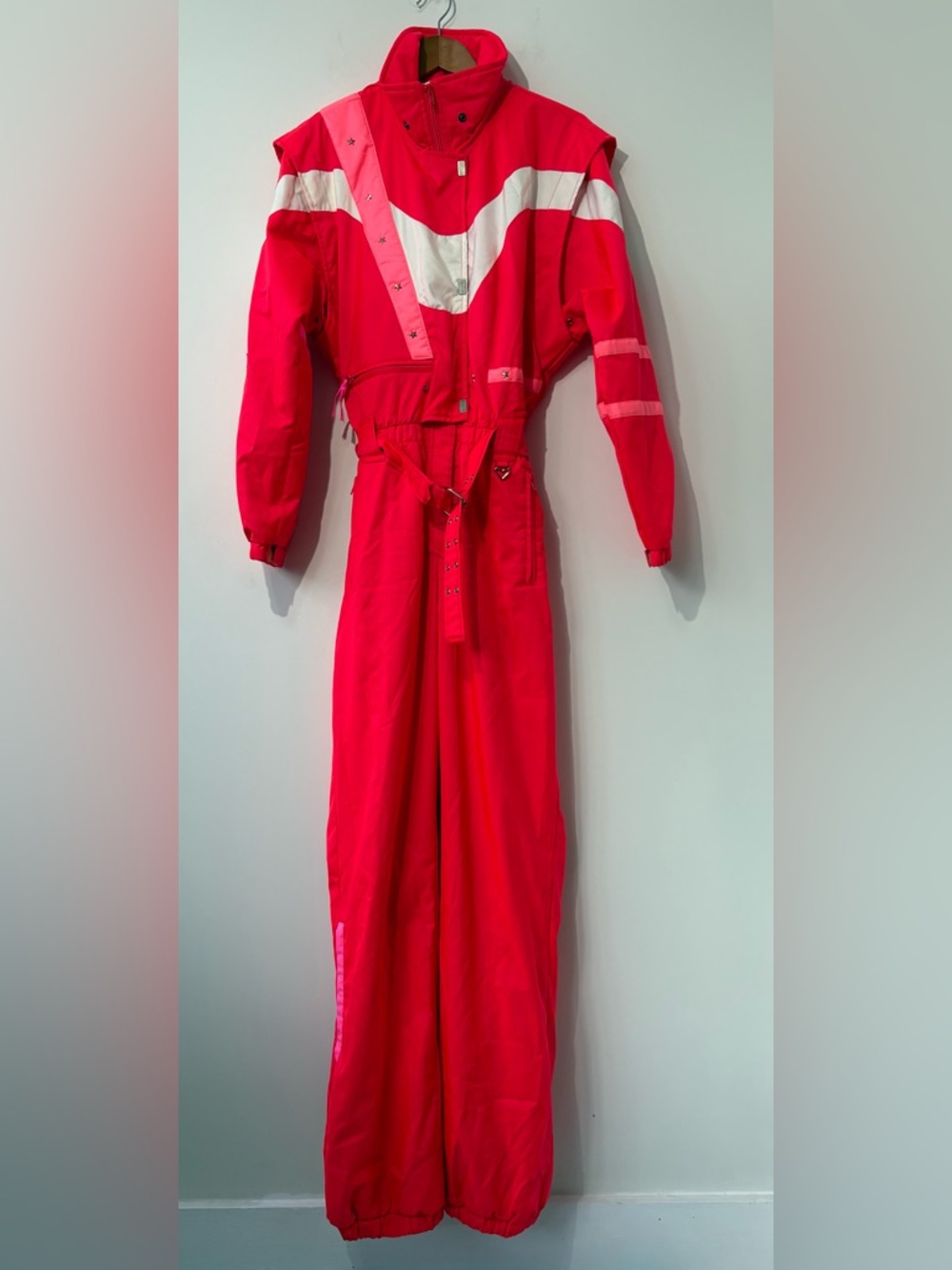 Vintage Obermeyer Gore Tex One Piece Ski Snow Suit Bib Womens Sz 10 Neon Pink - Picture 3 of 8